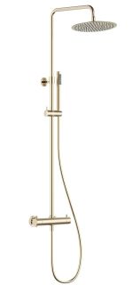 Душевая стойка AQUAme AQM8006BG с термостатом шлифованное золото