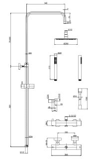 Душевая стойка AQUAme AQM8006GG с термостатом глянцевое золото