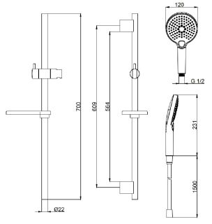 Душевой гарнитур AQUAme AQM8101GG с мыльницей глянцевое золото