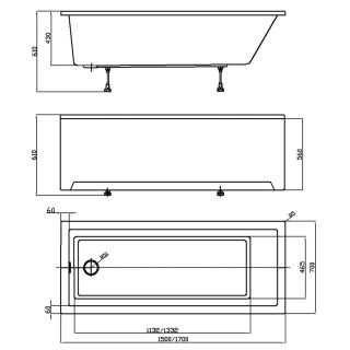 Акриловая ванна Azario LILIANA AV.0012150 пристенная 150х70