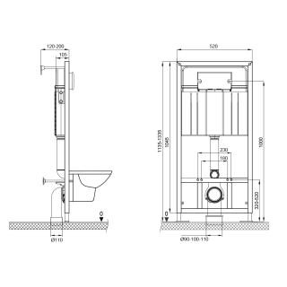 SET Инсталляция Sava Slim Superior+клавиша смыва хром матовый/хром глянец DUO