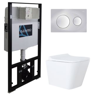 Сет AZARIO Teramo AZ-8010-1000+AZ-8200-0010+AZ-0052 инсталляция + унитаз Teramo (квадратный) с быстросъемным сидением микролифт + клавиша смыва хром матовый