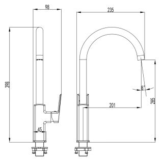 Смеситель для кухонной мойки Azario HARDCORE AZ-VJG568277C керамический картридж