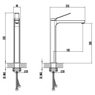 Смеситель для раковины-чаши Azario VISE AZ-VQQ168R30PA