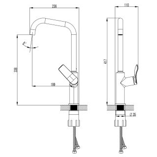 Смеситель для кухонной мойки Azario ABILITY AZ-VQR568073C высокий излив