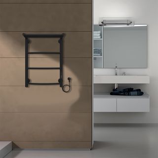 Полотенцесушитель электрический AZARIO VERONA AZ04846PB 400/600 3 секции, с полкой, тен справа, черный