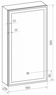 Зеркало-шкаф с подсветкой Art&Max Techno левый 35см чёрный матовый AM-Tec-350-650-1D-L-DS-F-Nero