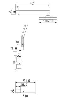 Душевая система Rose R1595H с термостатом чёрный матовый