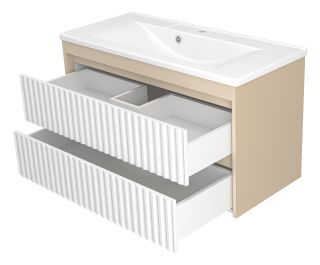 Подвесная тумба под раковину Brevita Balaton BAL-06100-03-012Я 100см белый/бежевый