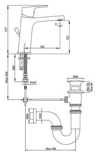 Смеситель для раковины E.C.A. Tiera 102188012EX с донным клапаном хром