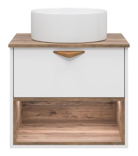 Подвесная тумба под раковину Brevita Bergen BER-07060-19-01-1Я с подсветкой 60см дуб Галифакс олово/белый