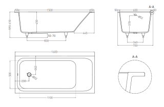 Ванна из искусственного камня Salini Orlanda S-Sense 102015MRF 160x70см RAL полностью