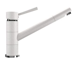 Смеситель для кухни Ulgran Classic U-025-341 с низким поворотным изливом ультра-белый