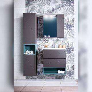 Зеркало с подсветкой Бриклаер Кристалл 4627125414480 40 см ясень анкор темный