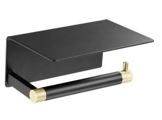 Держатель для туалетной бумаги с полочкой Rose RG3005H-1 золото/чёрный