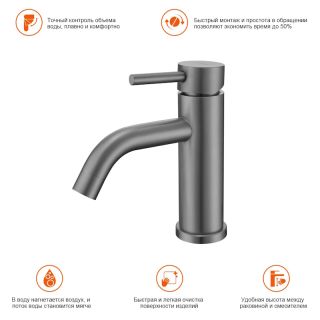 Смеситель для раковины Prohanss P31.10.09 графит