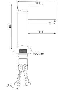 Смеситель для раковины РМС SUS125-001F нержавеющая сталь