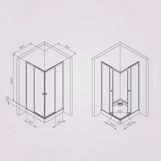 Душевой уголок AM.PM X-Joy  90х90 W94G-403-9090-MT профиль хром