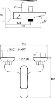 Смеситель Ravak Classic-CL 022.00/150 X070083 для ванны