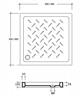 Квадратный керамический поддон RGW CR-088 800х800х100