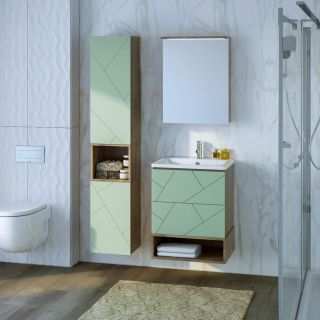 Зеркальный шкаф с подсветкой Бриклаер Кристалл 4627125417221 56 см дуб гранж песочный