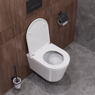 Унитаз подвесной Cezares безободковый с сиденьем и смывом TORNADO Cezares LINER-TOR CZR-38083-49-TH-TOR/SC