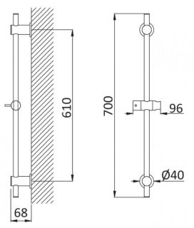 Душевая штанга круглое сечение CEZARES CZR-B-SD-NOP черный матовый