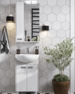 Зеркальный шкаф Акватон Бекка 50см белый/дуб сомерсет 1A214502BAC20