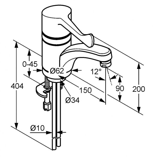 Смеситель для раковины Kludi Medi Care хром 341130524