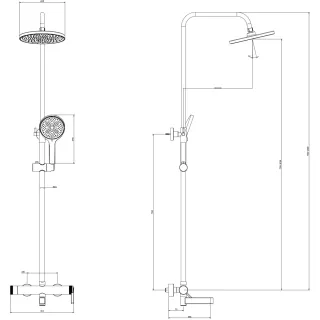 Душевая система DQ Bonn DA1703706 225 мм, со смесителем, графит