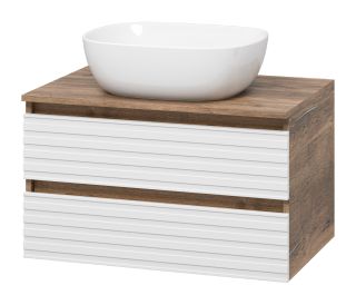 Подвесная тумба под раковину Brevita Dakota DAK-09070-19/01-2Я 70см дуб Галифакс олово/белый