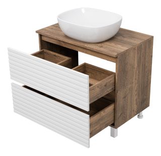 Напольная тумба под раковину Brevita Dakota DAK-07080-19/01-2Я 80см дуб Галифакс олово/белый