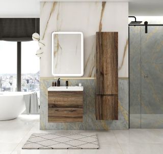 Шкаф подвесной Art&Max Techno 40x160см правый дуб бомонд лофт AM-Techno-1600-AC-SO-LW646-R