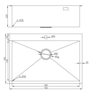 Мойка для кухни Milacio Denia 75 Steel MC.77508 брашированное золото