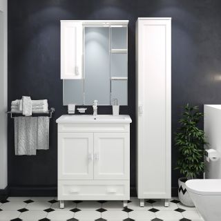 Зеркальный шкаф с подсветкой Misty Дива 75см правый белый