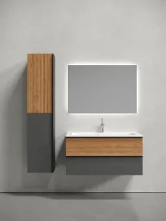 Подвесная тумба под раковину Sancos Delta DL100GR 100см дуб красный/графит