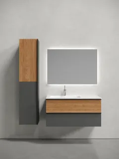 Подвесная тумба под раковину Sancos Delta DL100LGR левая 100см дуб красный/графит