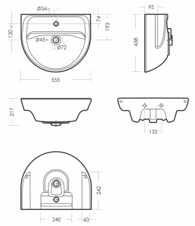 Раковина пьедестальная Sanita Эталон 55см белый