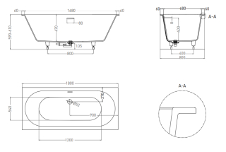 Ванна из искусственного камня Salini Ornella Axis Kit S-Sense 103511MRF 180x80см RAL полностью