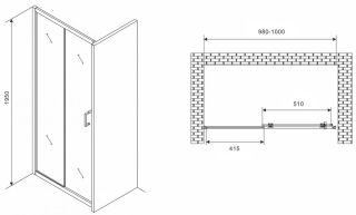 Душевая дверь ABBER Schwarzer Diamant 100см чёрный AG30100B5
