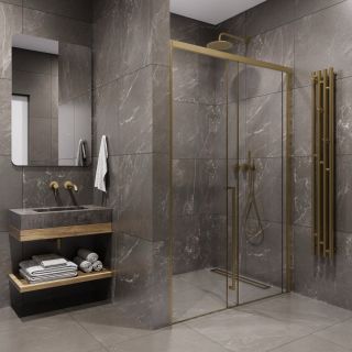 Душевая дверь в нишу Timo T52L 120 см левая золото матовое