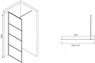 Душевая перегородка ABBER Immer Offen AG65120B 120см чёрный
