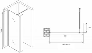Душевая перегородка ABBER Immer Offen AG66100B 100см чёрный