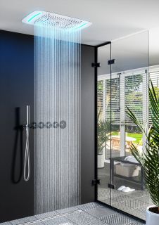 Душевой комплект Timo Saona SX-2319/18SM с термостатом чёрное золото