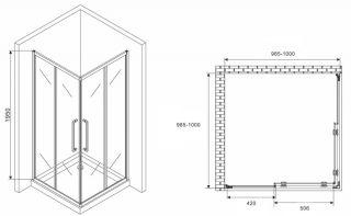 Душевой уголок ABBER Schwarzer Diamant AG02100MH 100x100см хром