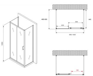 Душевой уголок ABBER Schwarzer Diamant AG30100B-S50B-S50B 100x50см чёрный