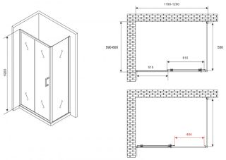 Душевой уголок ABBER Schwarzer Diamant AG301205-S605 120x60см хром