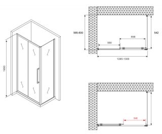 Душевой уголок ABBER Schwarzer Diamant AG30130BH-S60B 130x60см чёрный