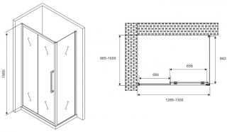 Душевой уголок ABBER Schwarzer Diamant AG30130H-S100 130x100см хром
