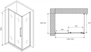 Душевой уголок ABBER Schwarzer Diamant AG30140H-S70 140x70см хром